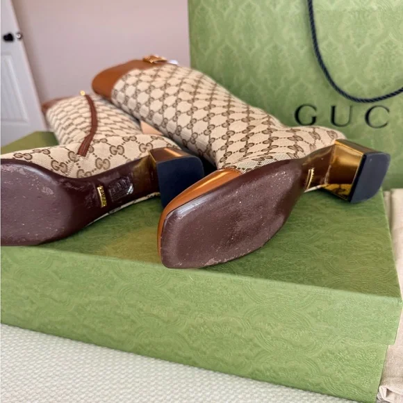 Gucci Women's GG Knee-high Boot in Tan w/ Box - Picture 6 of 7